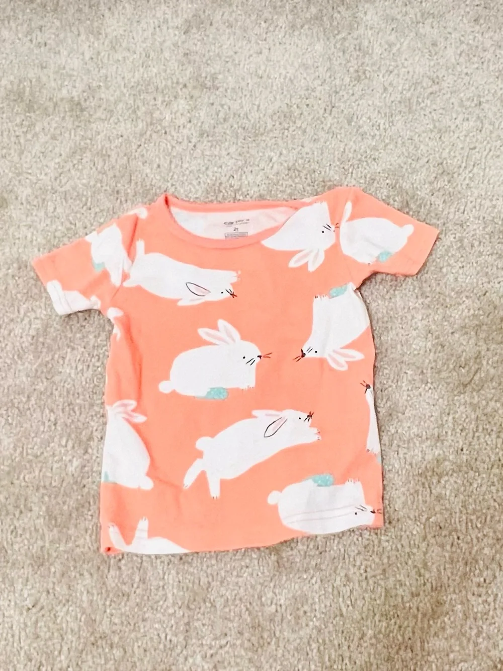 Carter’s Just One You 2T Bunny Rabbit Pajama Set Coral 2 Pc Cotton